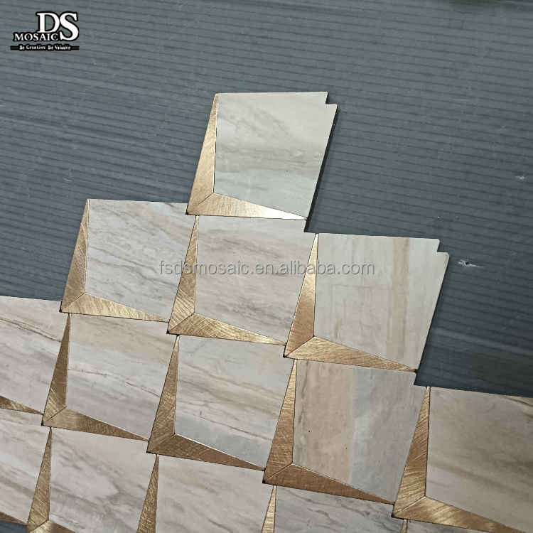 Stone Pattern Diamond Shape Backsplash Wall Tile Self Adhesive Aluminum Tiles Mosaic Peel And Stick Mosaiken