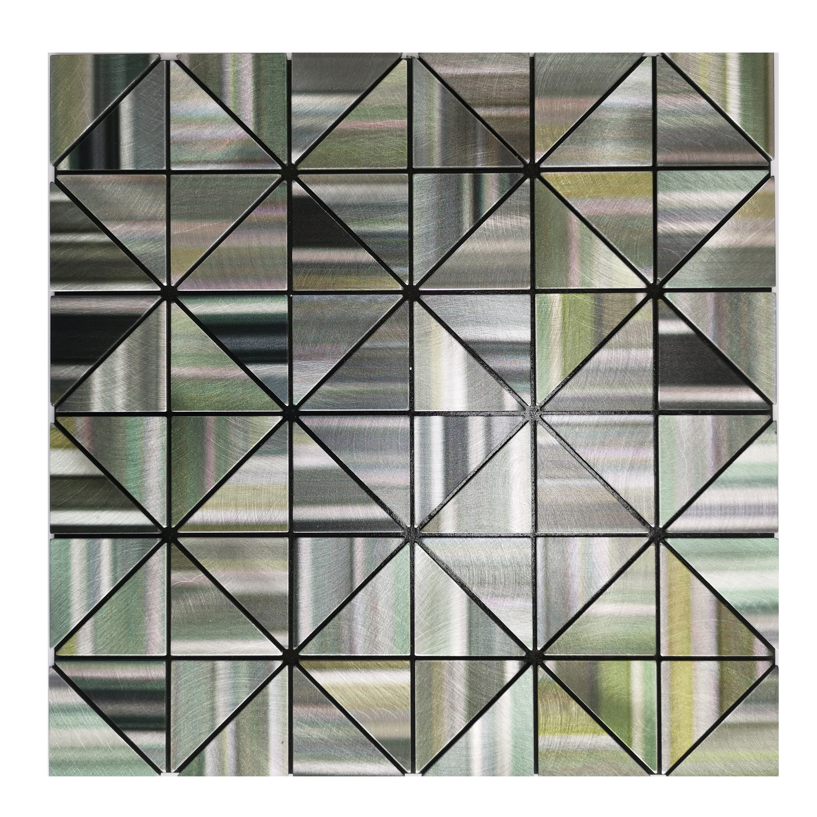 Wholesale Customized 3D Peel And Stick Backsplash Silver Floor Wall Metal Mosaic Tiles