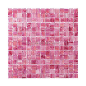 Hot melt pink color crystal jade glass swimming pool mosaic mural tiles commercial residential decoration