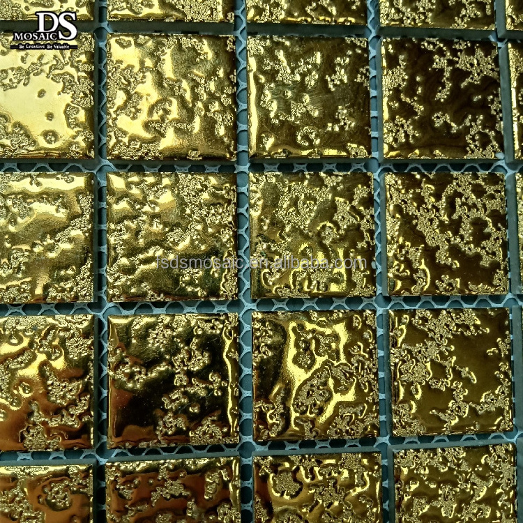 Golden ceramic mosaic tiles Mosaic Wall Tile With Dots Ceramic Bathroom Tiles Mozaik Luxury Gold Color