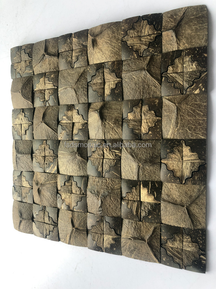 Nature coconut  wall panels mosaic abstract home decor tile coconut wall mosaic