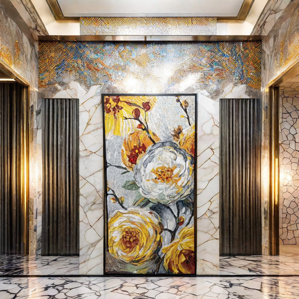 Handmade Art Glass Mosaic Modern Luxurious Style Wall Decoration for Bathroom Hotel or Home Interior Wall Art Mural Pattern