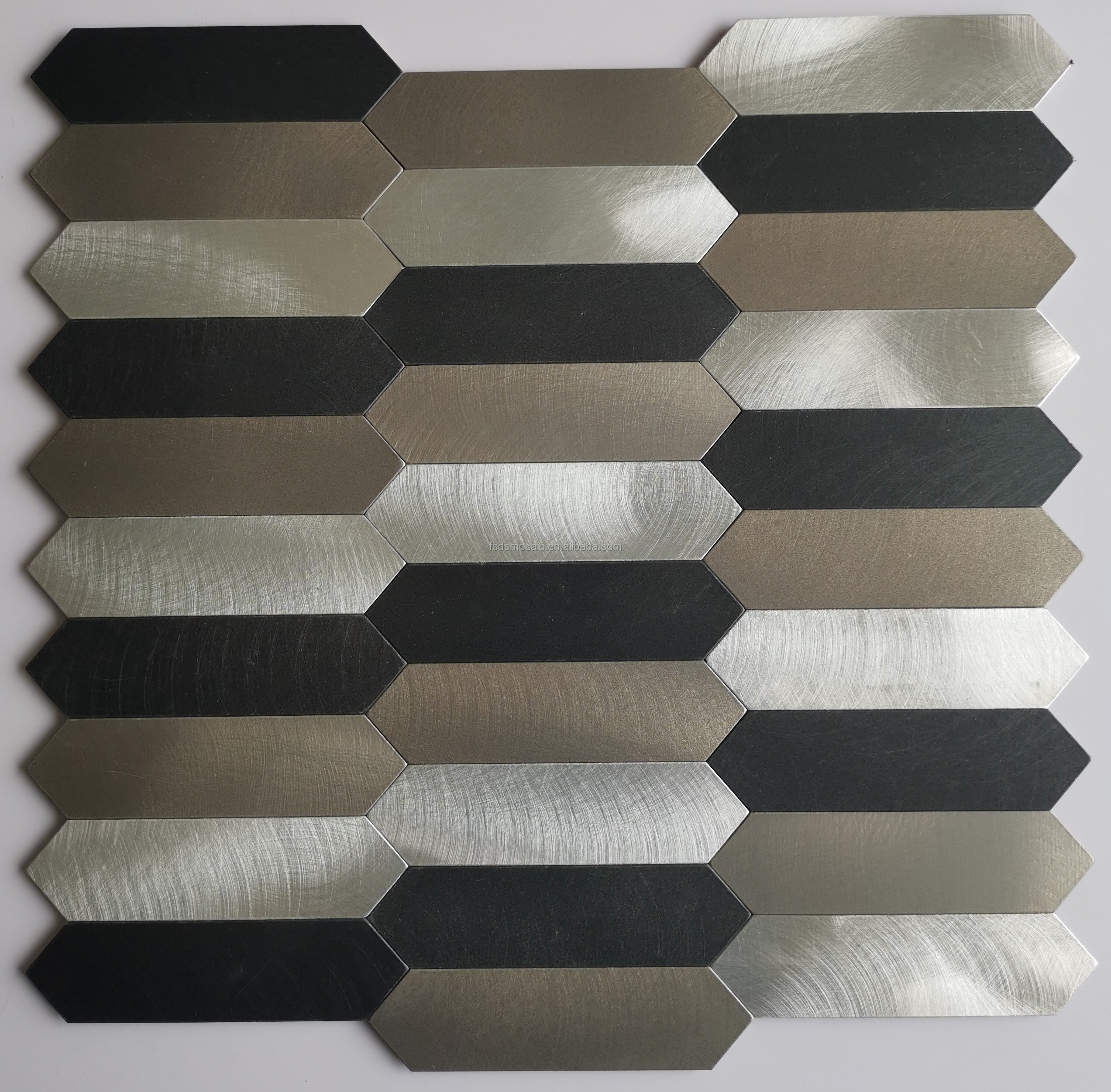 Peel and Stick Wall Tile Aluminum Panel Kitchen Backsplash  Bathroom  Long Hexagonal Mosaics Metal Mosaic Tiles