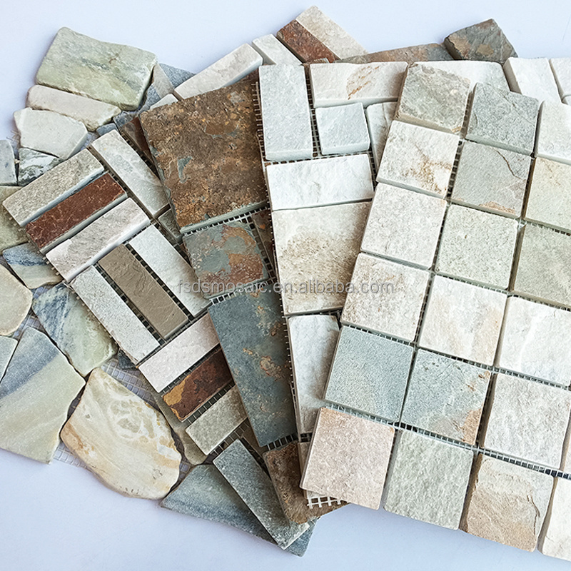 Nature rocks  stone 3D strip glossy finish  brick stone mosaic tile for spa and hotel wall decor mosaic floor tile