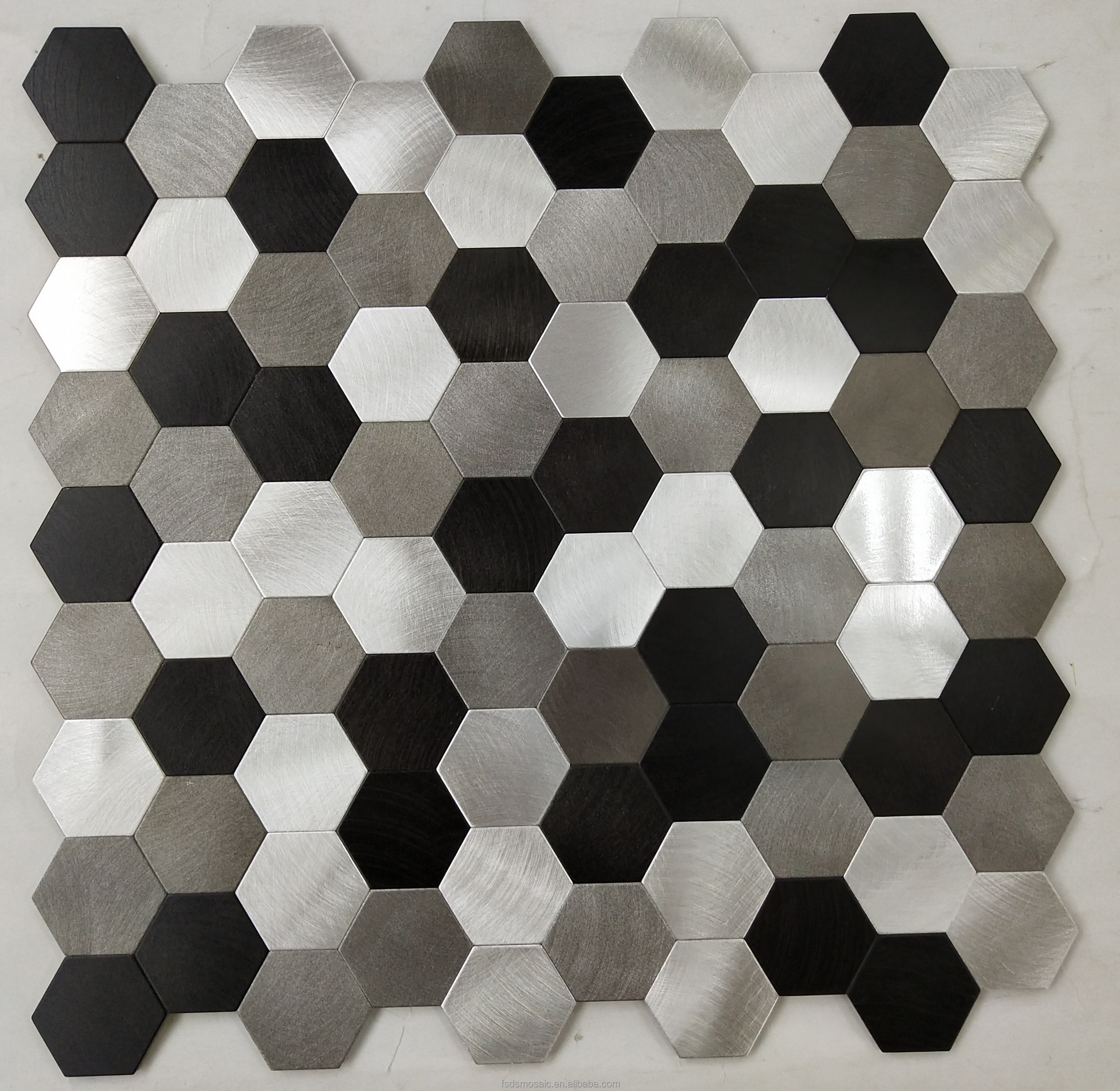 new design self adhesive tile Brown metal and glass mosaic tile Hexagon tile  for Kitchen Backsplash