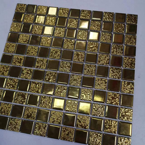 Golden ceramic mosaic tiles Mosaic Wall Tile With Dots Ceramic Bathroom Tiles Mozaik Luxury Gold Color