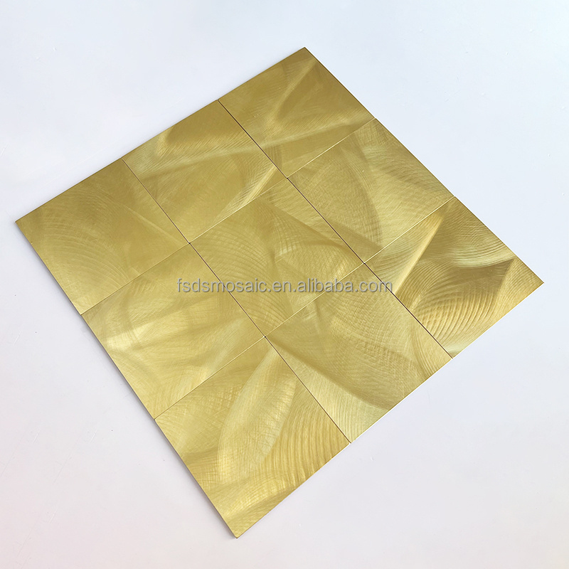 Square Gold mosaic tile peel and stick mosaic tile use for bathroom living room kitchen wall