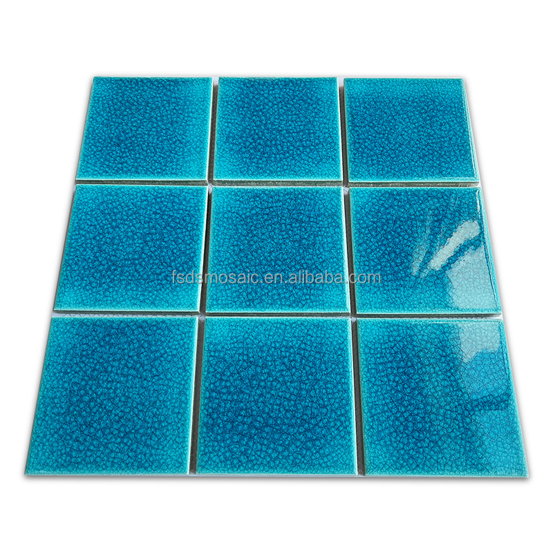 Hot Sale Ice Crackle Green Color Ceramic Porcelain Mosaic Pool Supplier Sukabumi Swimming Pool Tiles Mosaic Tiles