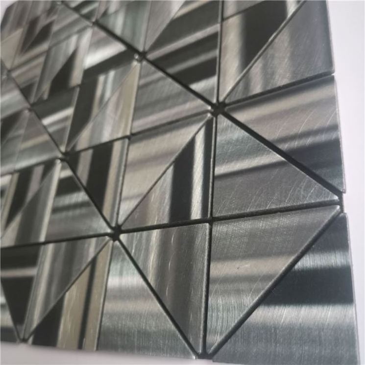 Wholesale Customized 3D Peel And Stick Backsplash Silver Floor Wall Metal Mosaic Tiles