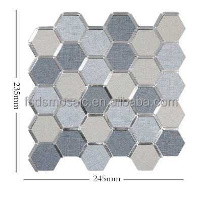 Hexagon Frame  Rose Gold PVC and Metal Peel and Stick Mosaic Decoration Tile