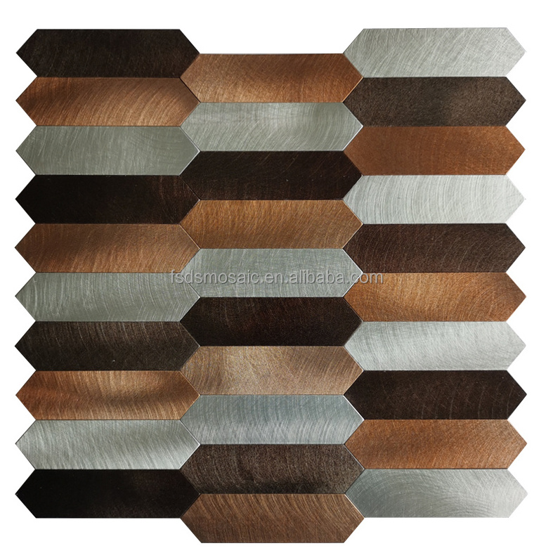 Peel and Stick Wall Tile Aluminum Panel Kitchen Backsplash  Bathroom  Long Hexagonal Mosaics Metal Mosaic Tiles