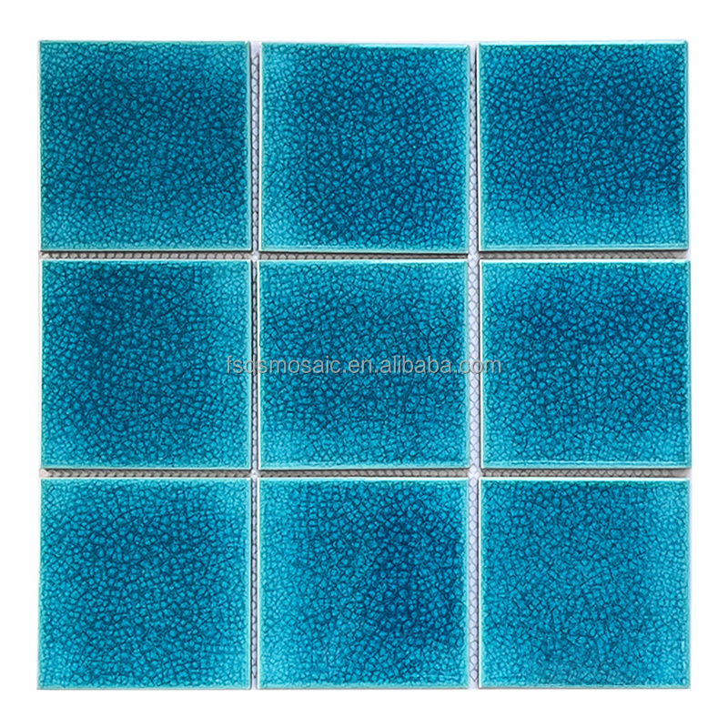 Hot Sale Ice Crackle Green Color Ceramic Porcelain Mosaic Pool Supplier Sukabumi Swimming Pool Tiles Mosaic Tiles