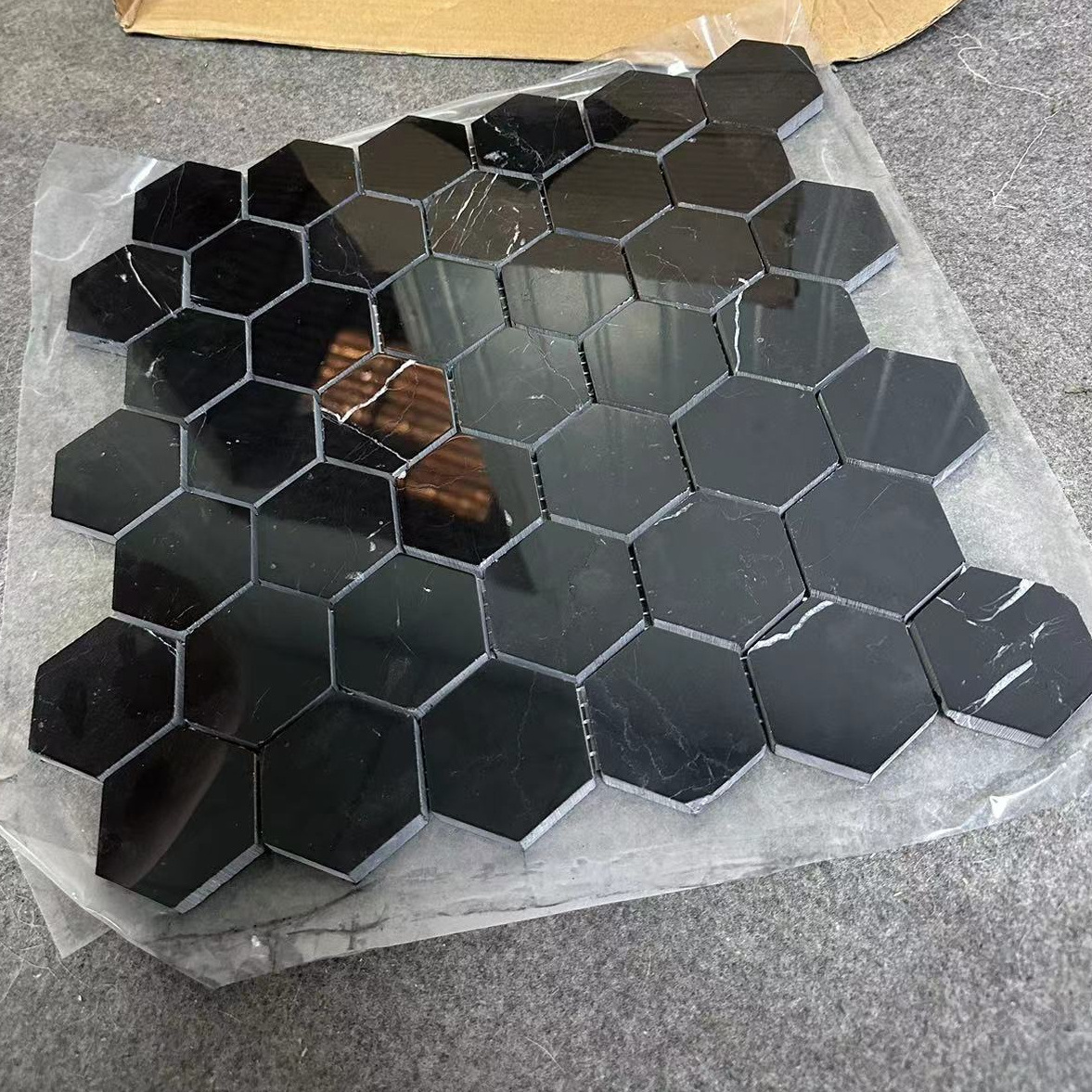 Hexagon Black Marble Mosaic Nero Marquina Marble Mosaic Polished Honed Deco Floor Wall Tile Stone Mosaic Tile