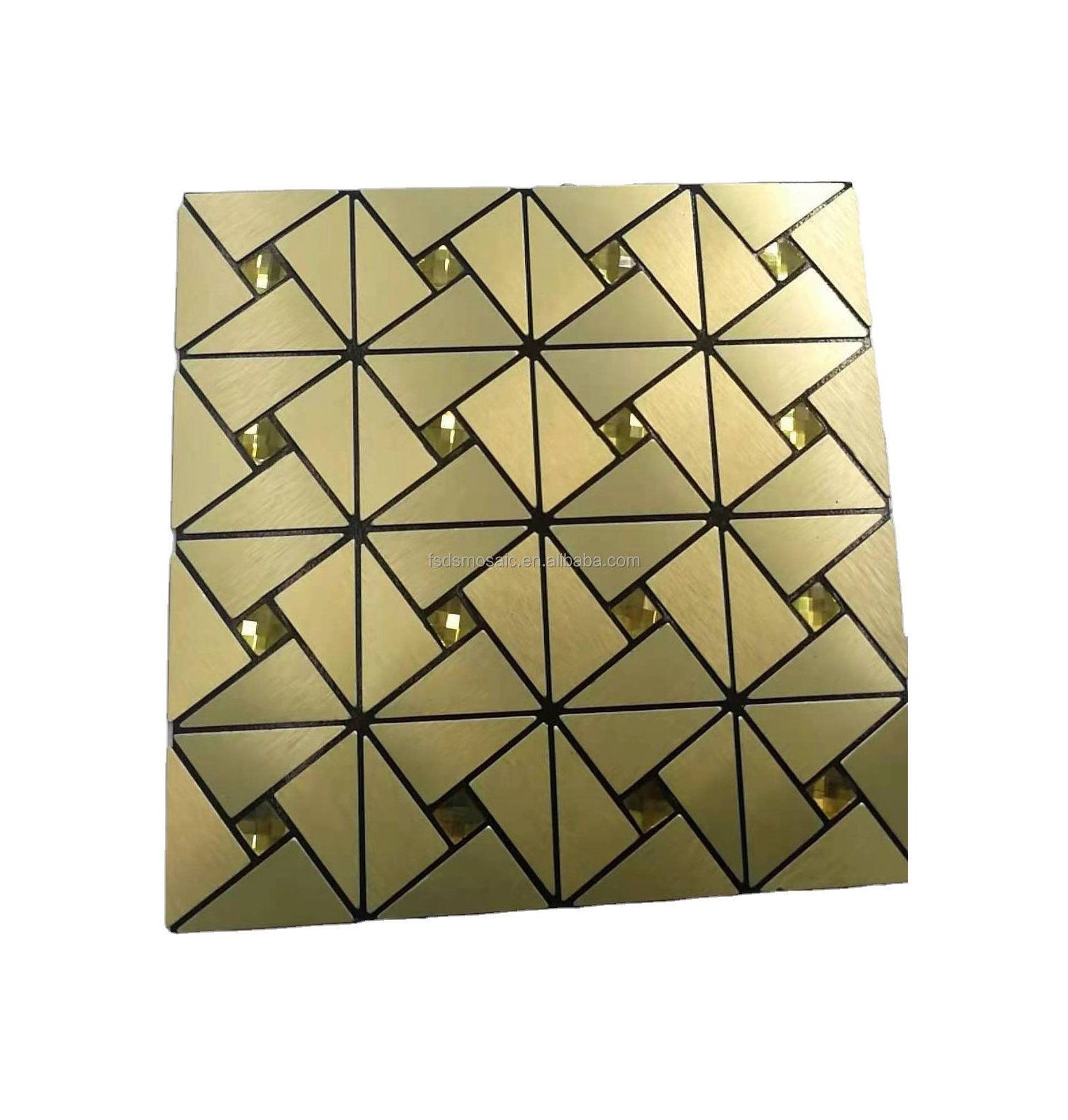 Golden and Silver Color Peel and Stick Backsplash Metal Mosaic tile