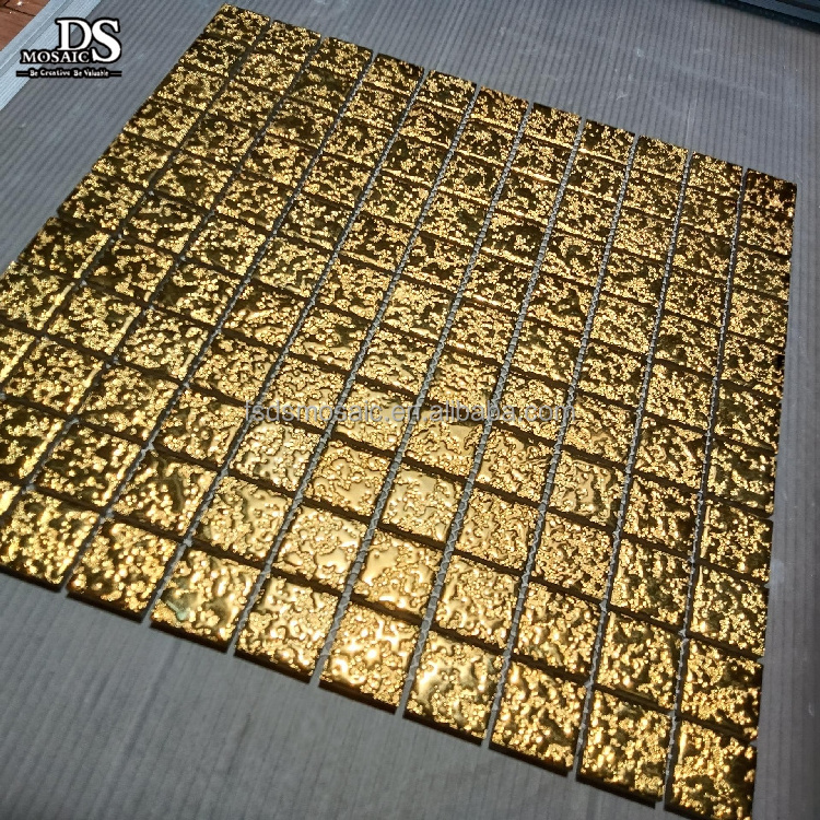 Golden ceramic mosaic tiles Mosaic Wall Tile With Dots Ceramic Bathroom Tiles Mozaik Luxury Gold Color