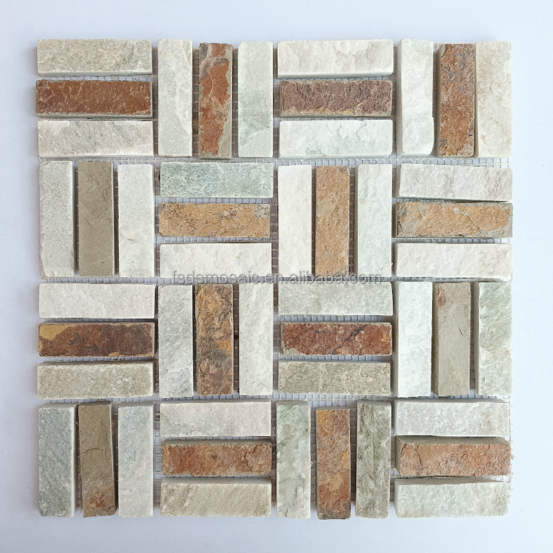 Nature rocks  stone 3D strip glossy finish  brick stone mosaic tile for spa and hotel wall decor mosaic floor tile