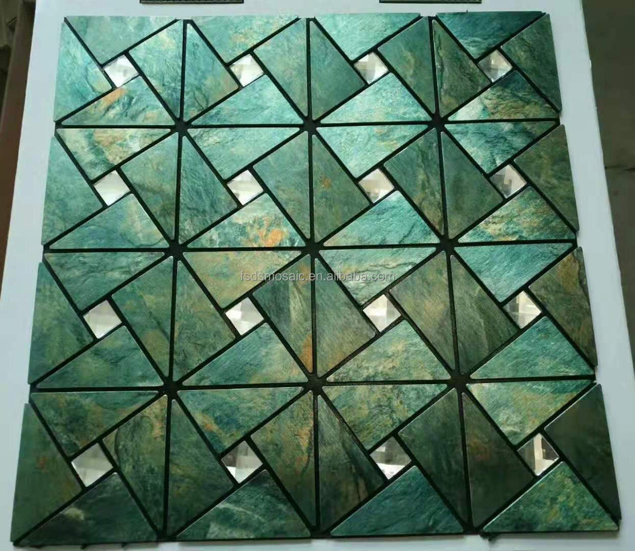 Golden and Silver Color Peel and Stick Backsplash Metal Mosaic tile