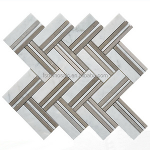 Luxury  Modern Pattern Herringbone Shape Kitchen Backsplash Bathroom Wall Natural Stone Mosaic Tiles