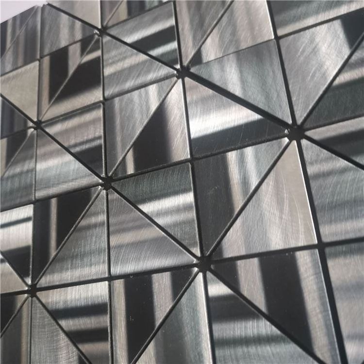 Wholesale Customized 3D Peel And Stick Backsplash Silver Floor Wall Metal Mosaic Tiles