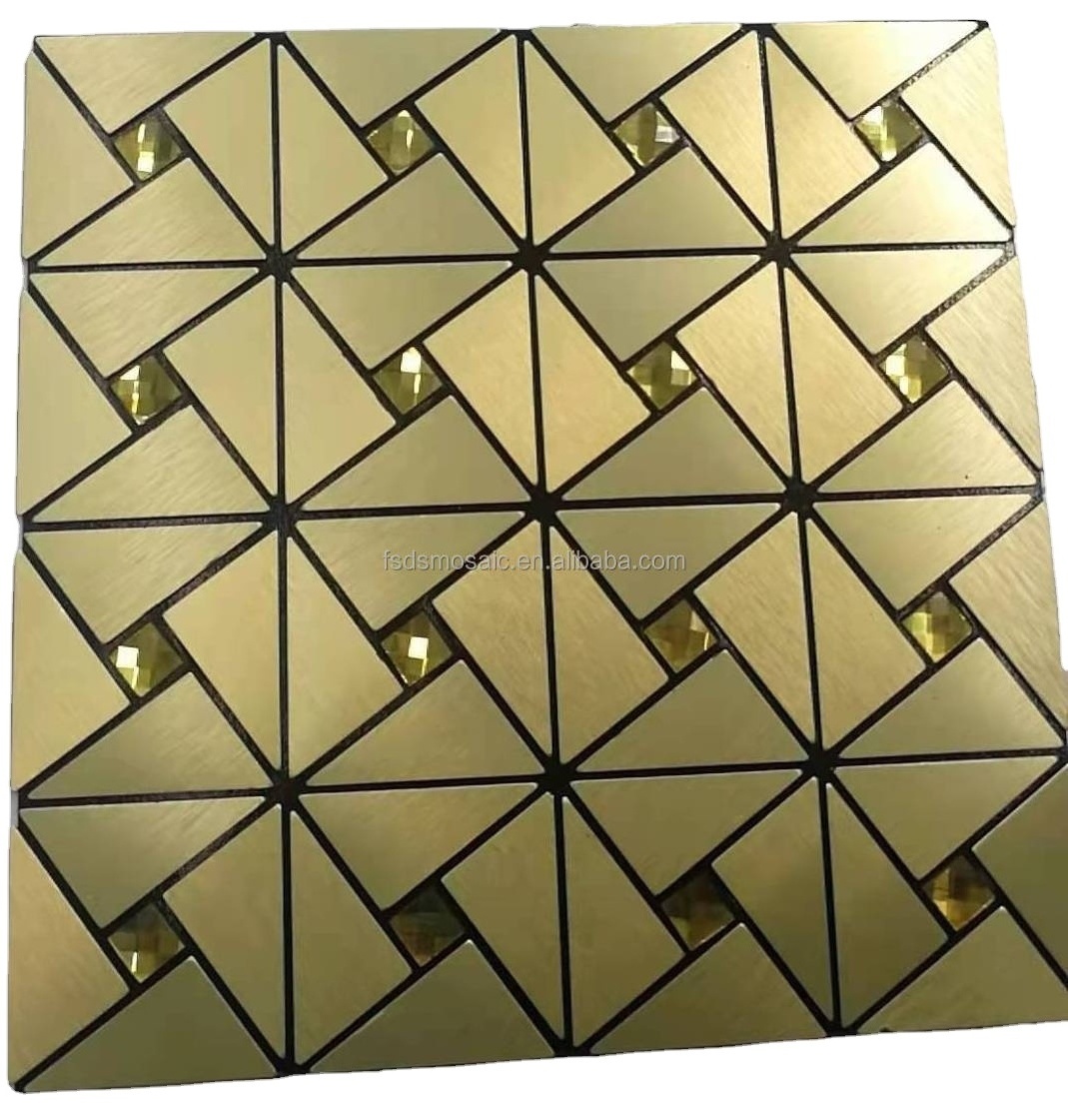 Golden and Silver Color Peel and Stick Backsplash Metal Mosaic tile