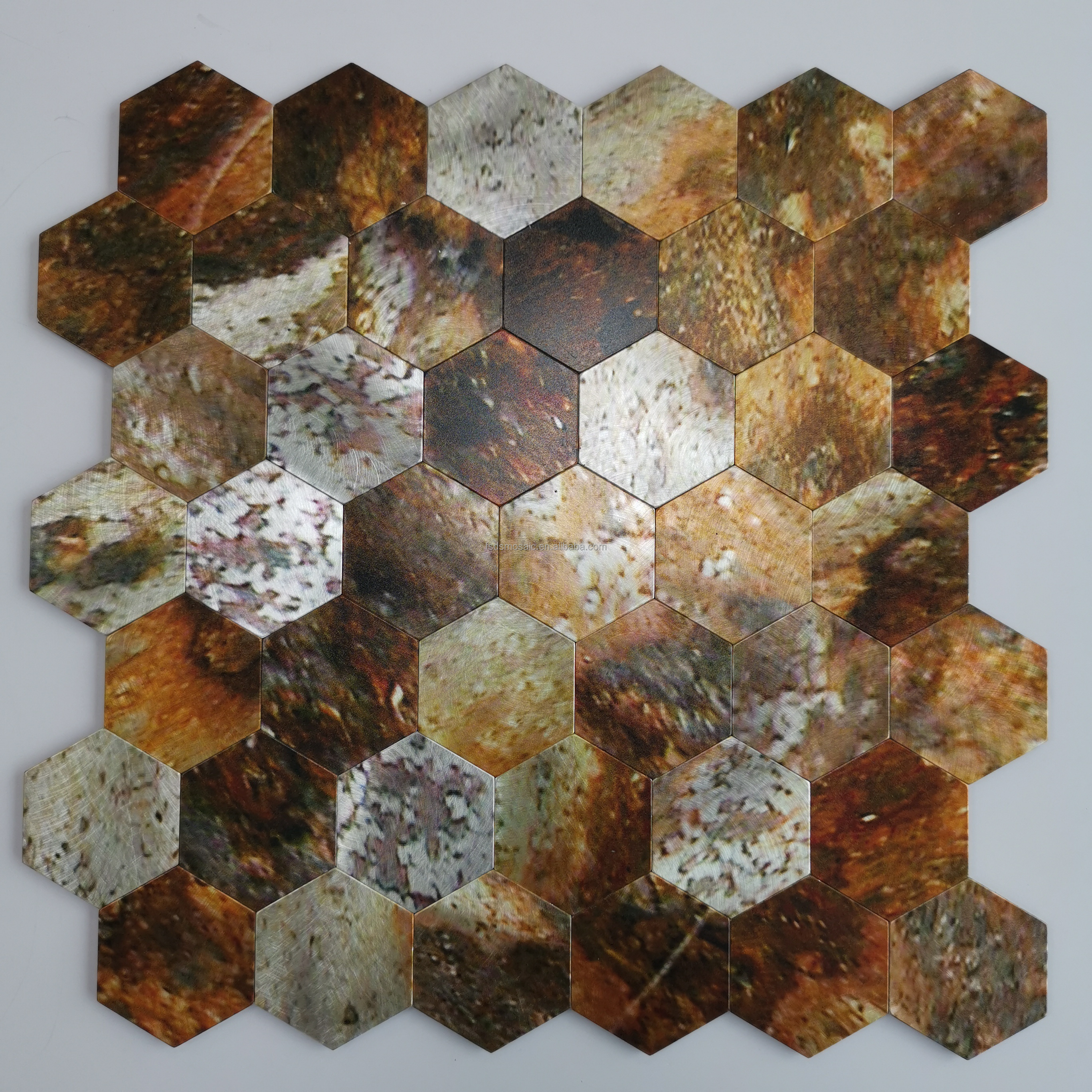 Peel and stick mosaic tile Hexagon Custom Style Aluminum Glass Backsplash tile