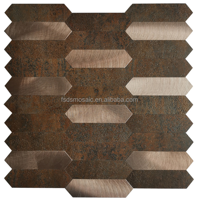 Peel and Stick Wall Tile Aluminum Panel Kitchen Backsplash  Bathroom  Long Hexagonal Mosaics Metal Mosaic Tiles