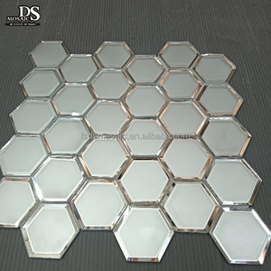 Modern Hexagon White Color Self-Adhesive Tiles Mirror Glass Backsplash Peel And Stick Mosaic Wall Tiles