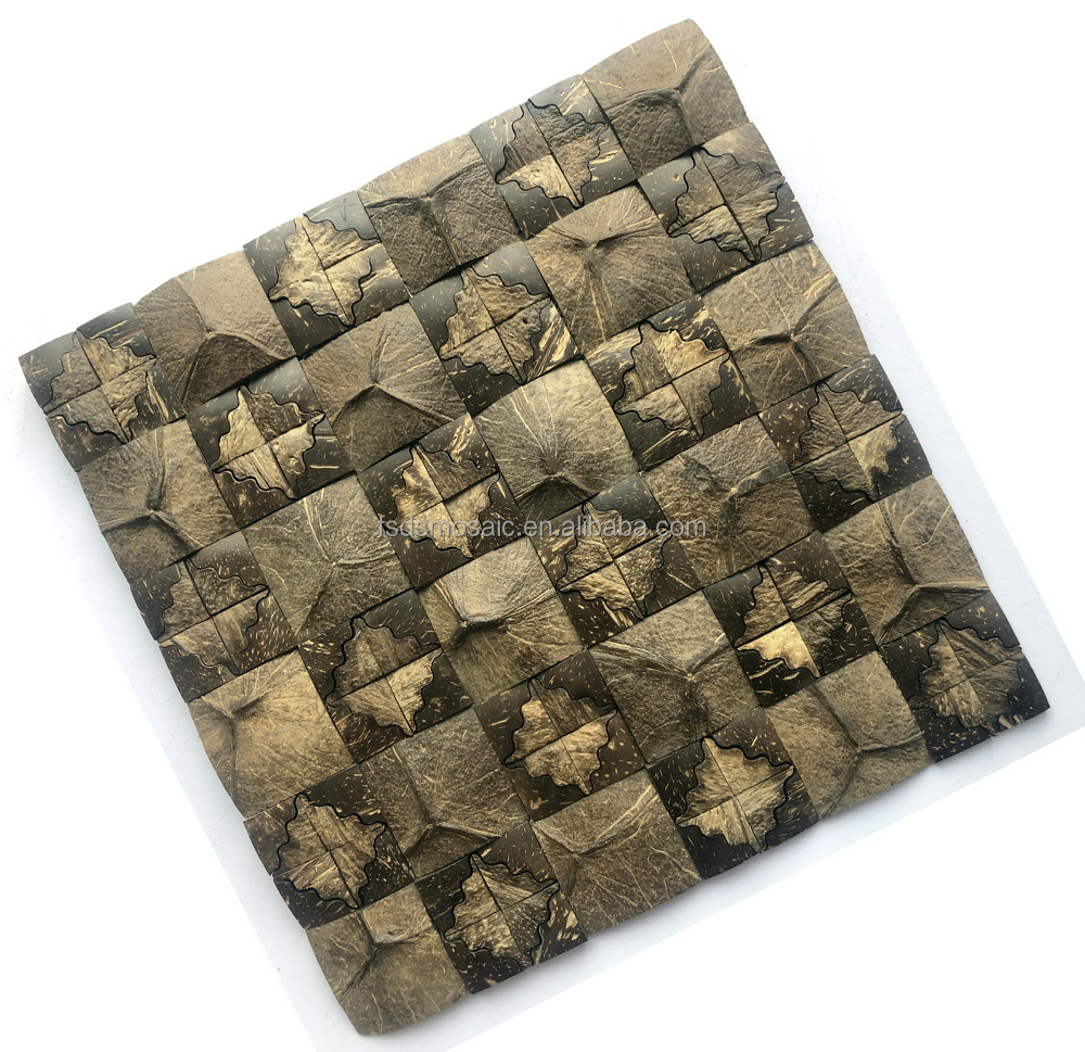 Nature coconut  wall panels mosaic abstract home decor tile coconut wall mosaic