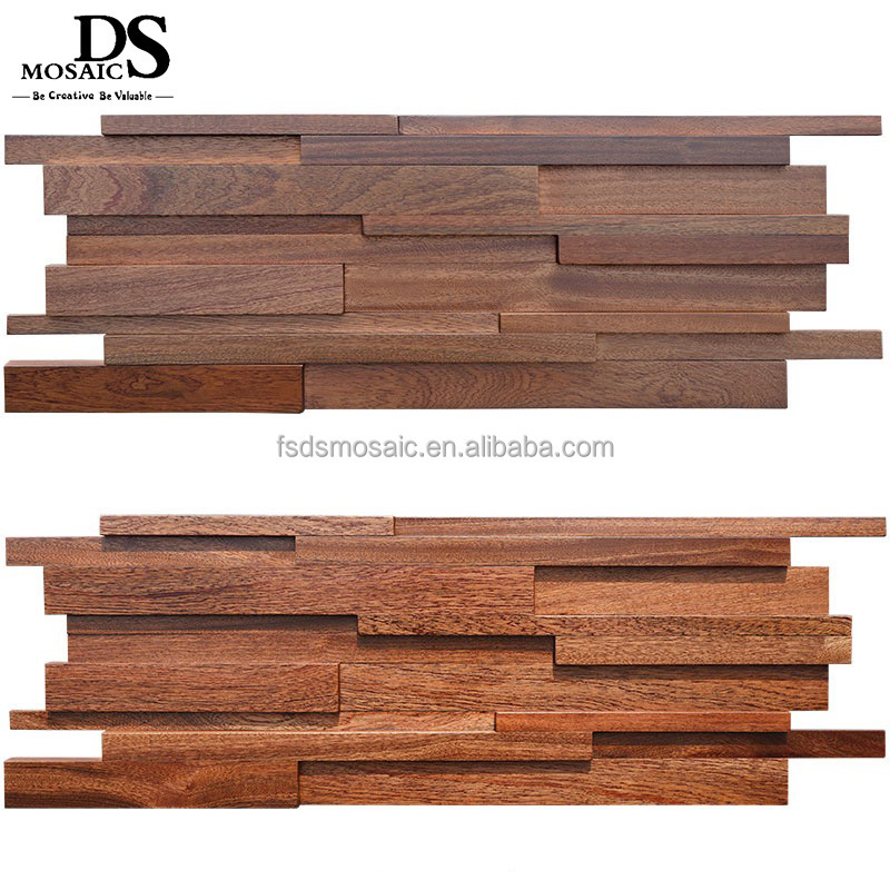 Strip Shape Walnut Black Wood Wall Mosaic Arts Living Room Bedroom Background Wall Mosaics Antique Wooden Tile