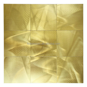 Square Gold mosaic tile peel and stick mosaic tile use for bathroom living room kitchen wall