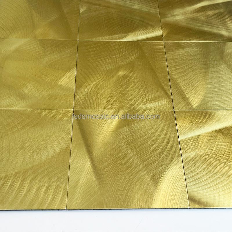 Square Gold mosaic tile peel and stick mosaic tile use for bathroom living room kitchen wall