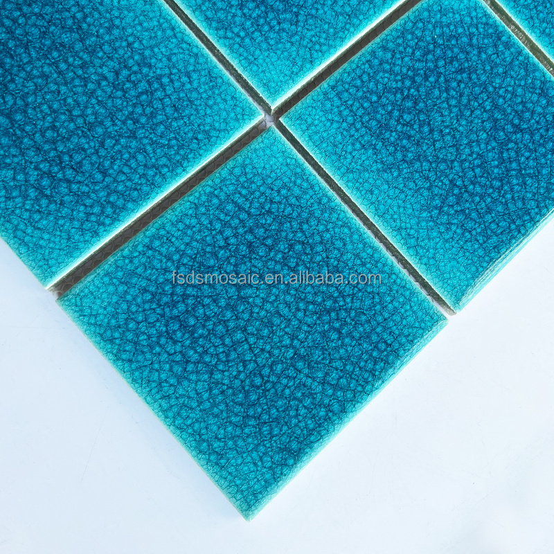 Hot Sale Ice Crackle Green Color Ceramic Porcelain Mosaic Pool Supplier Sukabumi Swimming Pool Tiles Mosaic Tiles