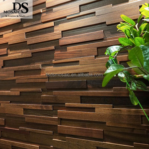 Strip Shape Walnut Black Wood Wall Mosaic Arts Living Room Bedroom Background Wall Mosaics Antique Wooden Tile