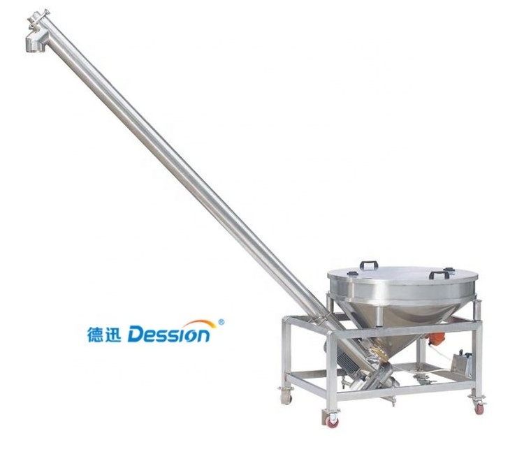 Stainless steel 304 Inclining Auger Screw Feeder With Vibrating Hopper For Powder