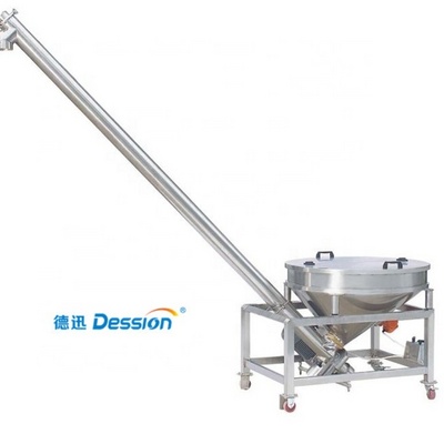 Stainless steel 304 Inclining Auger Screw Feeder With Vibrating Hopper For Powder