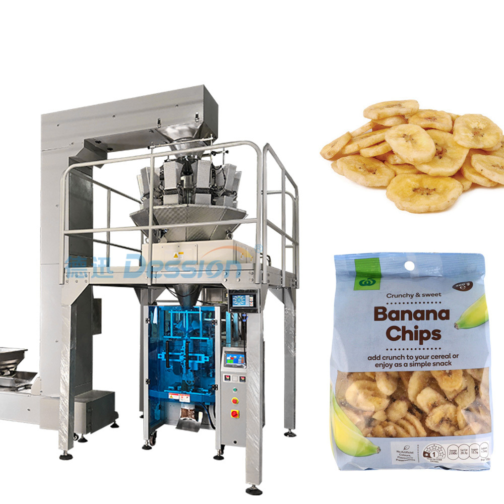 Full automatic multihead weigher chips pouch packing machine price plantain chips banana chips stand up pouch packaging machine