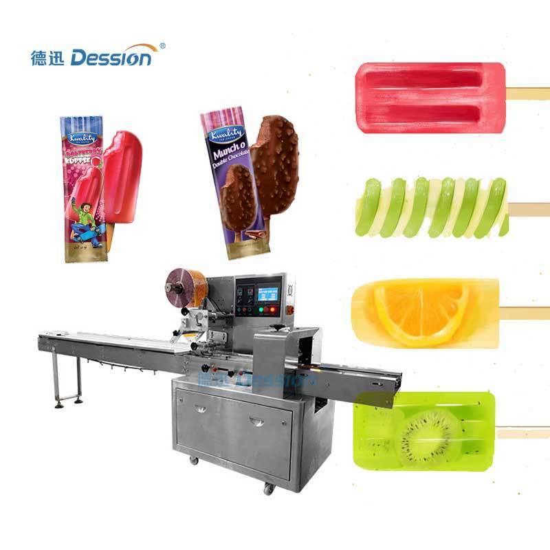 Automatic Flow Ice Cream Bar Packaging Machine Ice Lolly Stick Ice Popsicle Pillow Packaging Machine