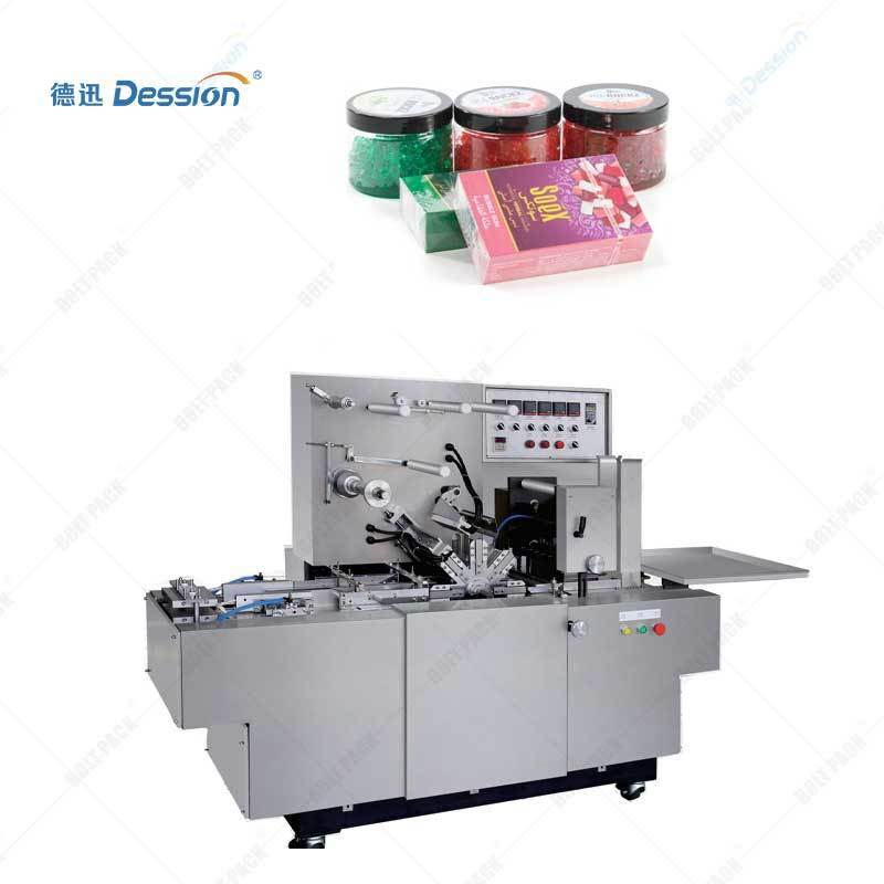 Automatic transparent film cellophane raisin box wrapping machine with gloden line