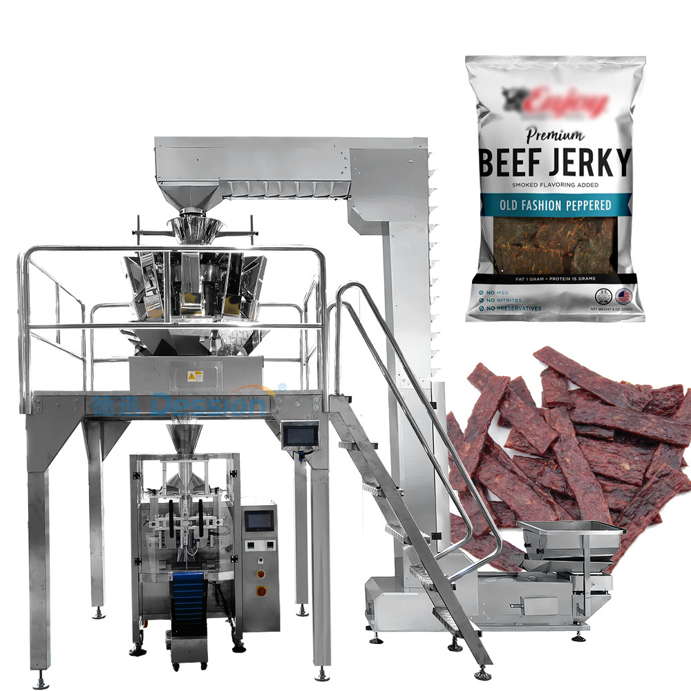 Free Package Design Automatic Electronic Scale Food Pouch Packaging Machine Beef Jerky Bag Packing Machine With Nitrogen