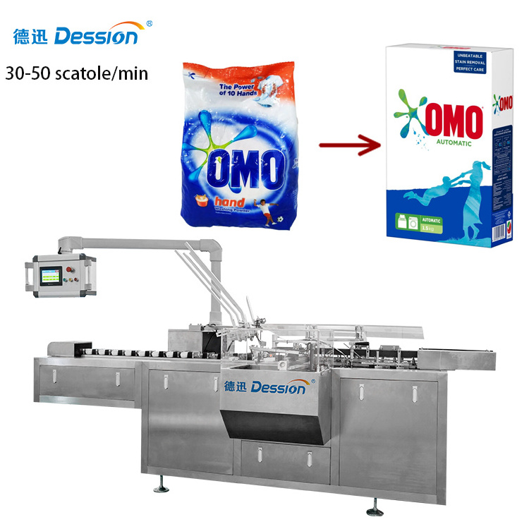 Automatic filling washing powder in box soap laundry detergent powder blue carton packing machine line