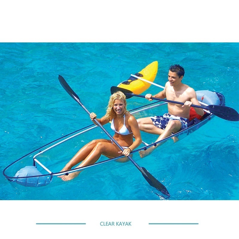 floating boats seating family river lake sea double transparent clear boat bottom