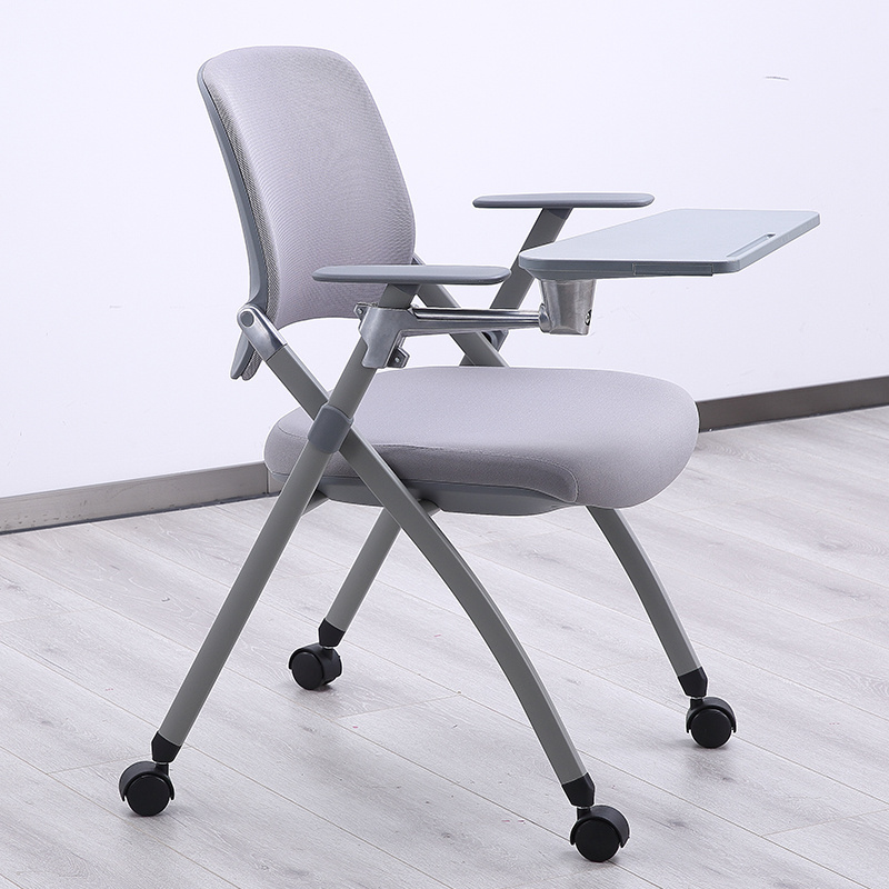 Guangdong Wholesale college university school training chair with casters classroom single student study plastic foldable chair