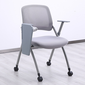 Guangdong Wholesale college university school training chair with casters classroom single student study plastic foldable chair