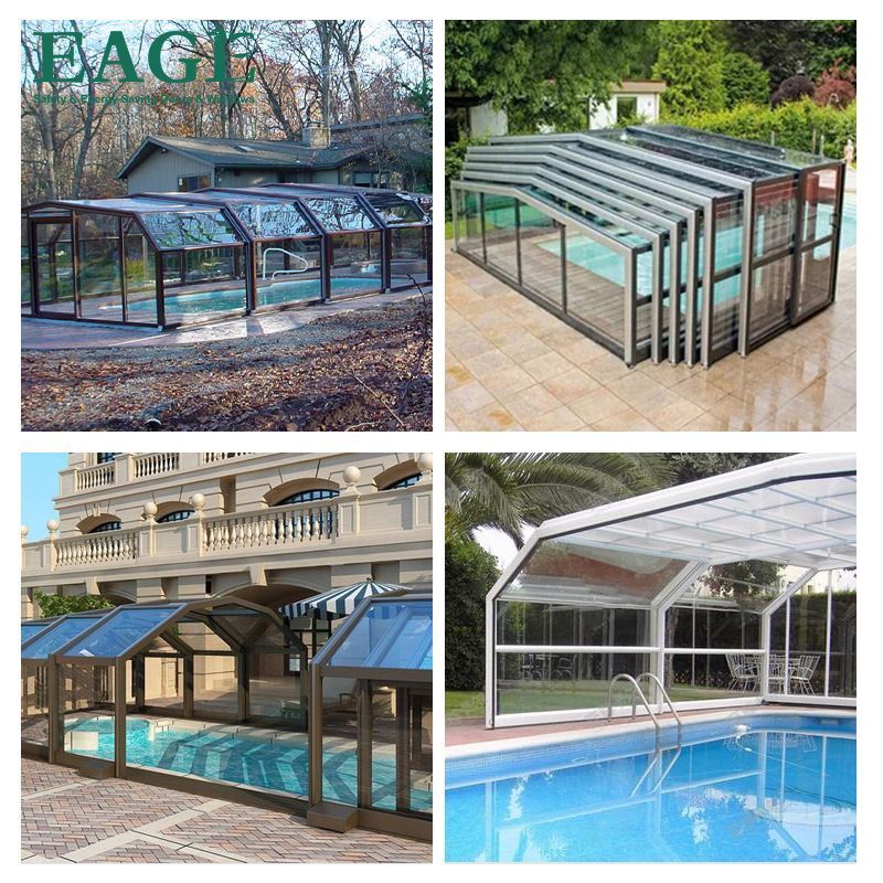 Aluminium swim pool house outdoor sunroom glass doors For Swimming Pool Sun room house with automatic opening