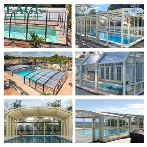 Aluminium swim pool house outdoor sunroom glass doors For Swimming Pool Sun room house with automatic opening