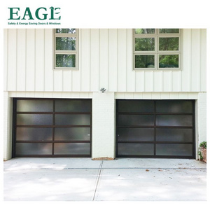 Top manufacturer automatic aluminum tempered glass full view plexiglass garage door