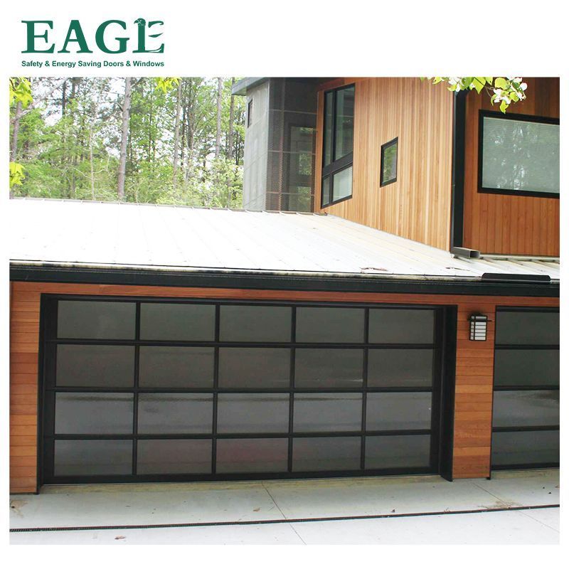 Top manufacturer automatic aluminum tempered glass full view plexiglass garage door