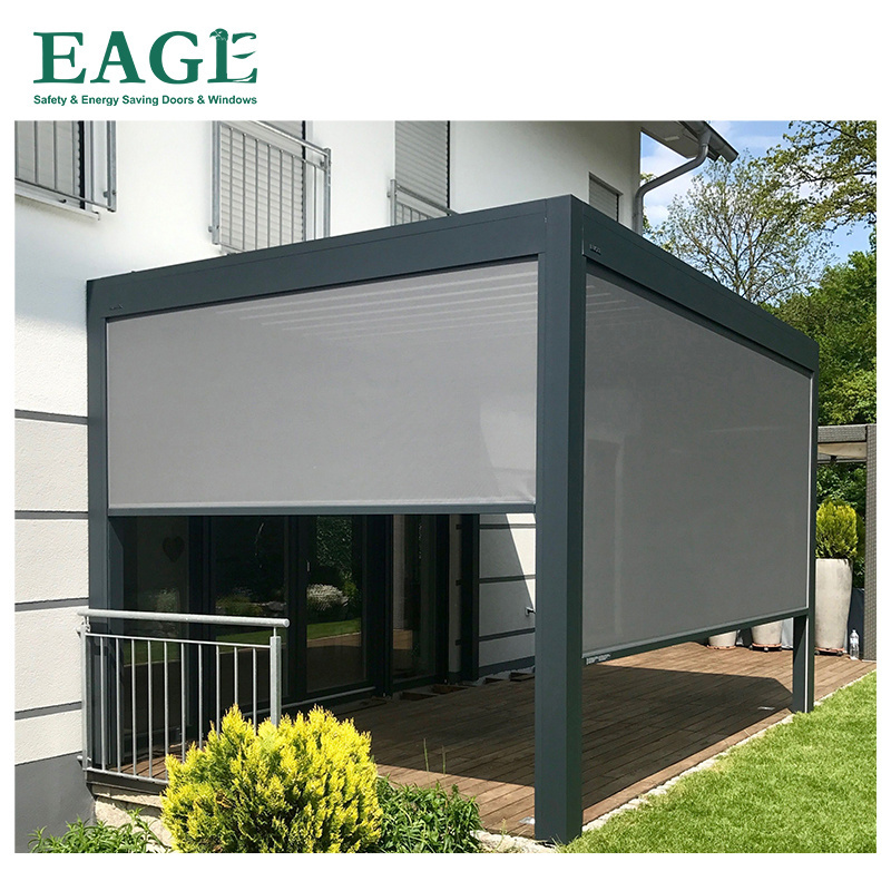 Outdoor Modern Aluminium Pergola Electric wind curtain