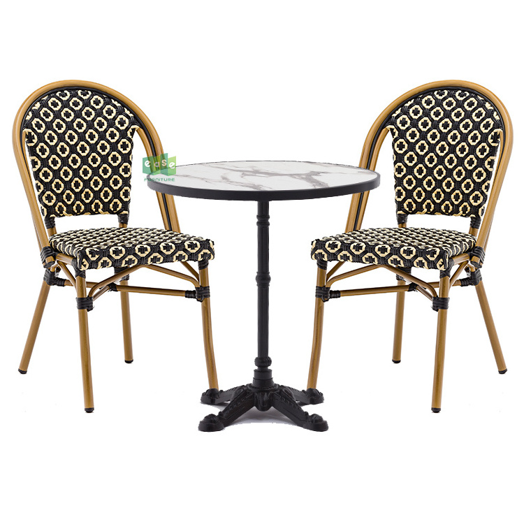 (E1187C + E9601THR1) EASE outdoor table and chairs rattan french bistro set