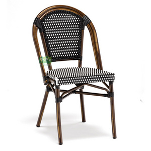 (E6017) Bamboo look commercial parisian cafe outdoor chairs for restaurant rattan dining furniture